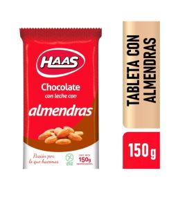 Chocolate Haas leche c/almendras 150gr