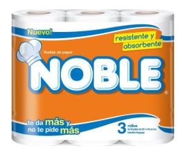 Papel cocina Noble 3 rollos x50 paños c/u