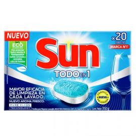 Tableta p/lavavajilla Sun todo en 1 x20un. 350gr